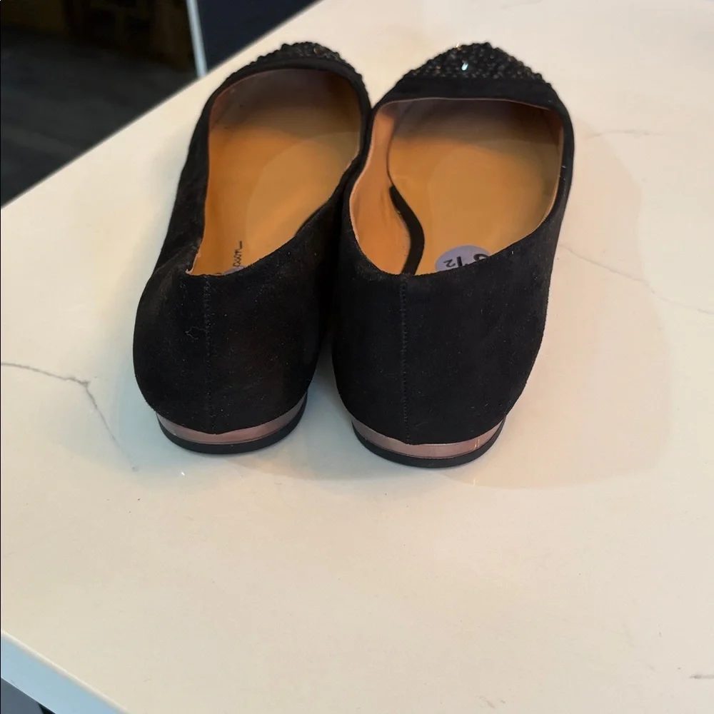 Jessica Simpson black Black Suede ballet  Flats with Embellished Toes - Picture 3 of 7